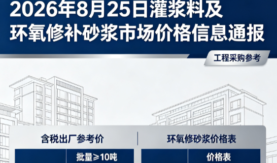桦南2026年8月25日灌浆料及环氧修补砂浆市场价格信息通报
